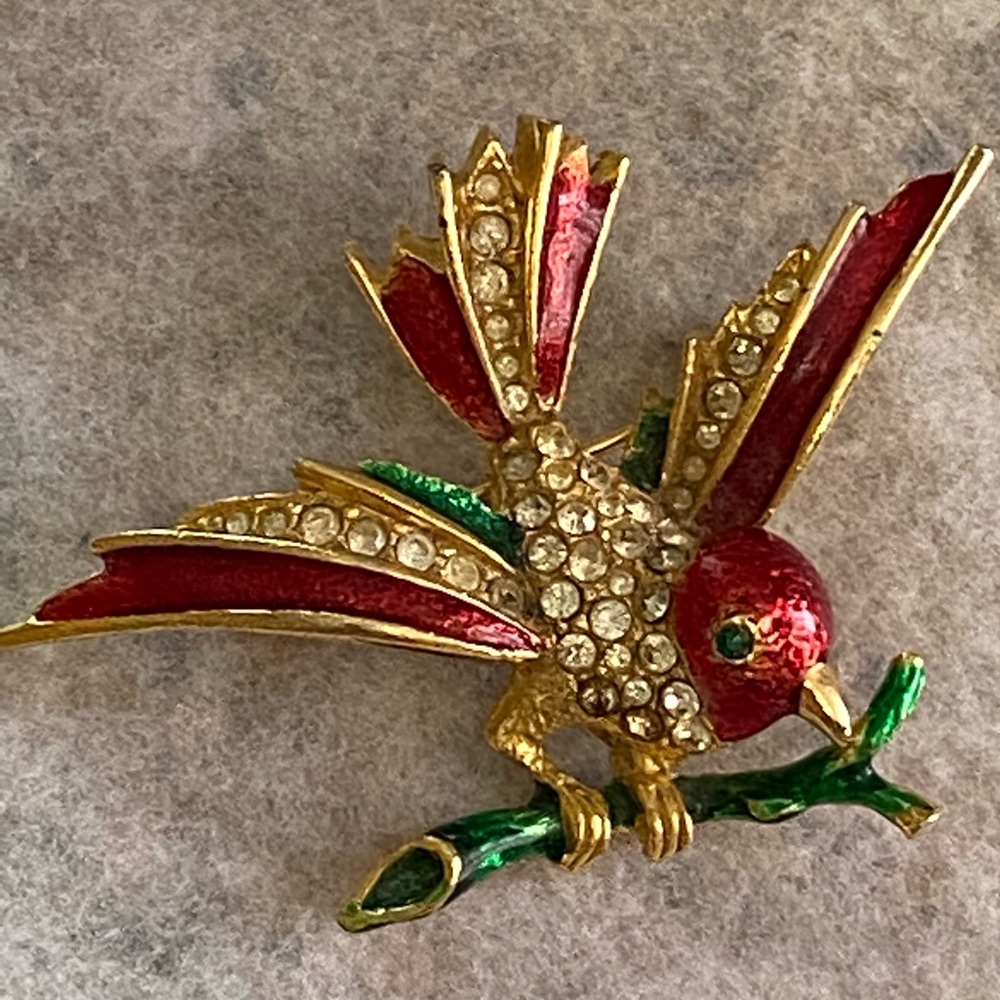 Vintage SPHINX Rhinestone Bird Brooch